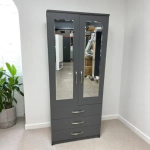 2 Door Wardrobe with 2 Mirrors and 3 Drawers