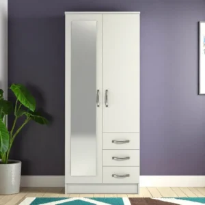 2 Door Wardrobe with 1 Mirror and 3 Drawers