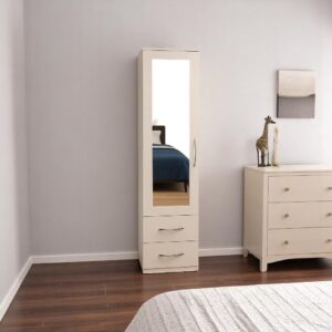 One Door Mirror Wardrobe with 2 Drawers
