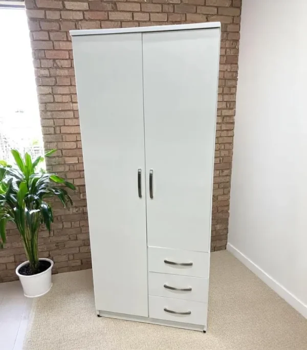 2 Door Wardrobe with 3 Side Drawers
