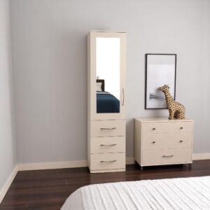 One Door Mirror Wardrobe with 3 Drawers