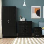 black 2 door wardrobe set