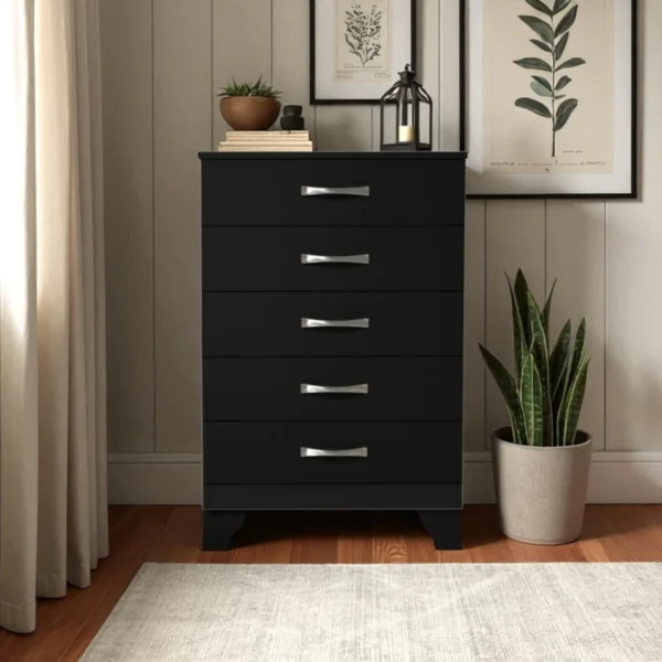 Fully Assembled Black Chest of Drawers