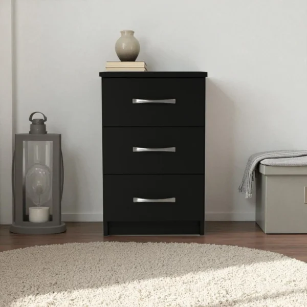 Fully Assembled Black Bedside Table