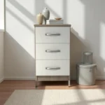 Fully Assembled White and Oak Bedside Table