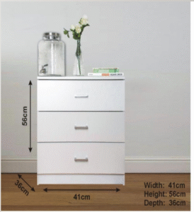 Fully Assembled White Bedside Table Dimensions