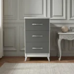 Fully Assembled Grey and White Bedside Table