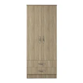 Oak 2 Door Wardrobe with 2 Drawers